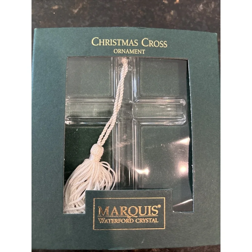 MARQUIS WATERFORD CRYSTAL CHRISTMAS CROSS ORNAMENT NEW In Box Germany